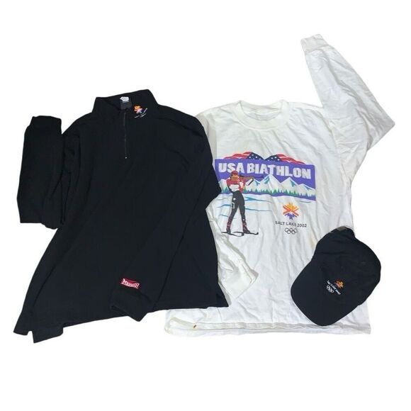 Vintage Lot 2002 Salt Lake City Olympics Womens XL Outfit Set Shirt Sweater Hat - Picture 1 of 14